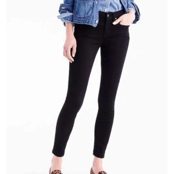 J. Crew Mid-Rise Skinny Toothpick Jeans Black Denim B1281 Size 26 - Picture 1 of 11